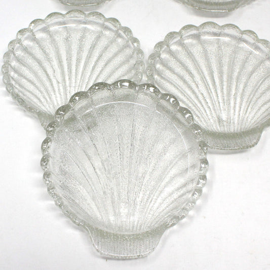 Coasters, Anchor Hocking, Shell Shaped Glass Coasters, Set of 6, Vintage