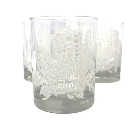 Glasses, Whiskey / Rocks, Toscany, Sea Shell Whiskey Glasses, Vintage, Set of 5