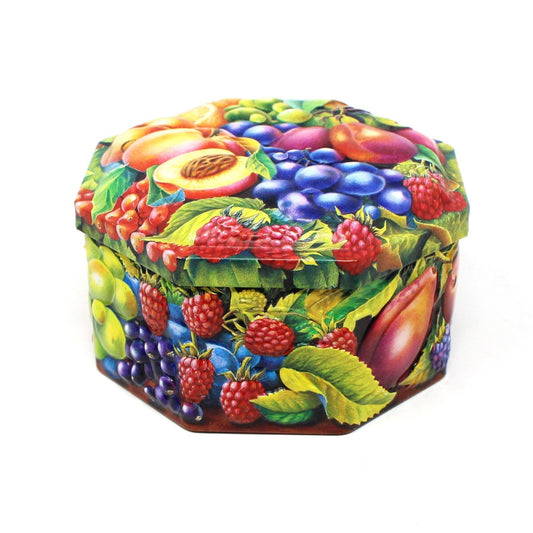 Gift Tin / Candy Tin, Churchill's New Orchard Fruits Embossed Collectible Tin, Vintage England