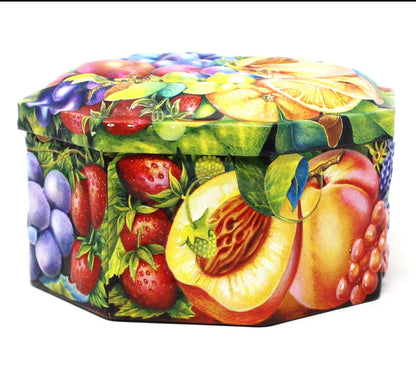 Gift Tin / Candy Tin, Churchill's New Orchard Fruits Embossed Collectible Tin, Vintage England