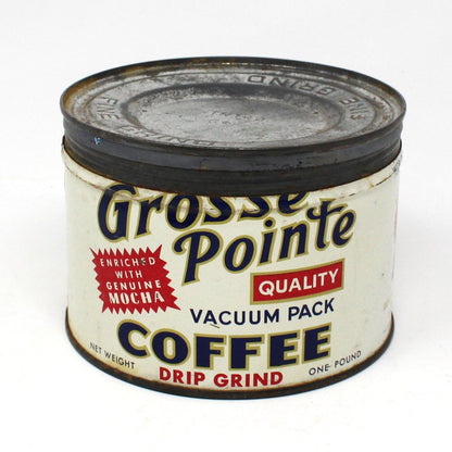 Coffee Can Tin, Grosse Pointe Collectible Coffee Can, Key Wind, 1 lb, Vintage, SOLD