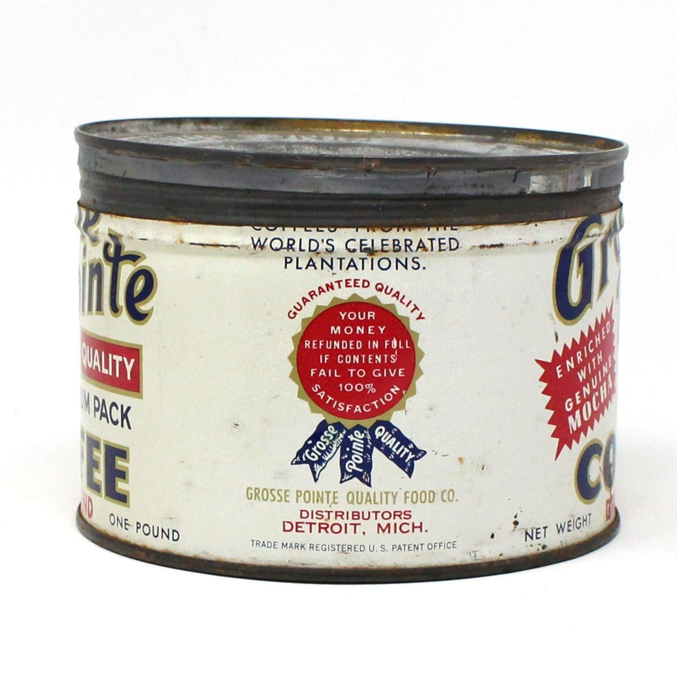 Coffee Can Tin, Grosse Pointe Collectible Coffee Can, Key Wind, 1 lb, Vintage, SOLD