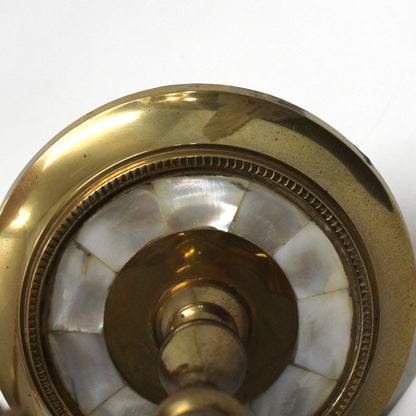 Candle Holders / Sconces, Brass & Mother of Pearl Inlay, Set of 2, Vintage