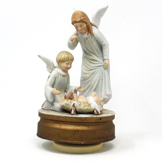 Music Box, Gorham, Christmas Angels & Baby Jesus, plays Silent Night, Vintage, SOLD