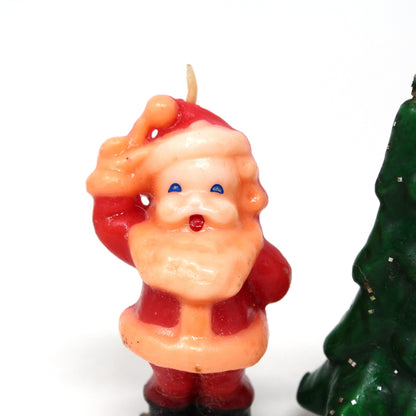 Candle, Gurley Novelty, Figural Santa & Christmas Tree Candles, Set of 2, Vintage Collectibles