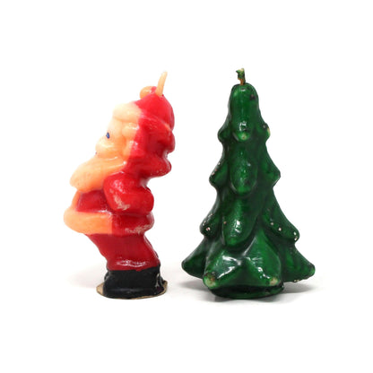 Candle, Gurley Novelty, Figural Santa & Christmas Tree Candles, Set of 2, Vintage Collectibles