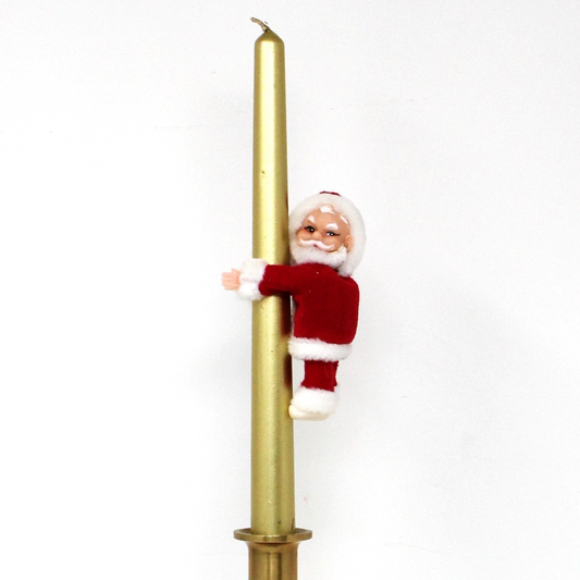 Candle Hugger, Candle Climber Santa, Mid Century, RARE, Fabric & Plastic, Vintage Christmas Collectible