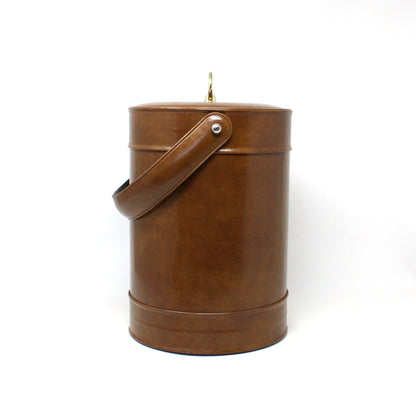 Ice Bucket, Georges Briard, Faux Brown Leather with Handle, Vintage