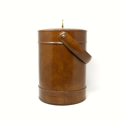 Ice Bucket, Georges Briard, Faux Brown Leather with Handle, Vintage