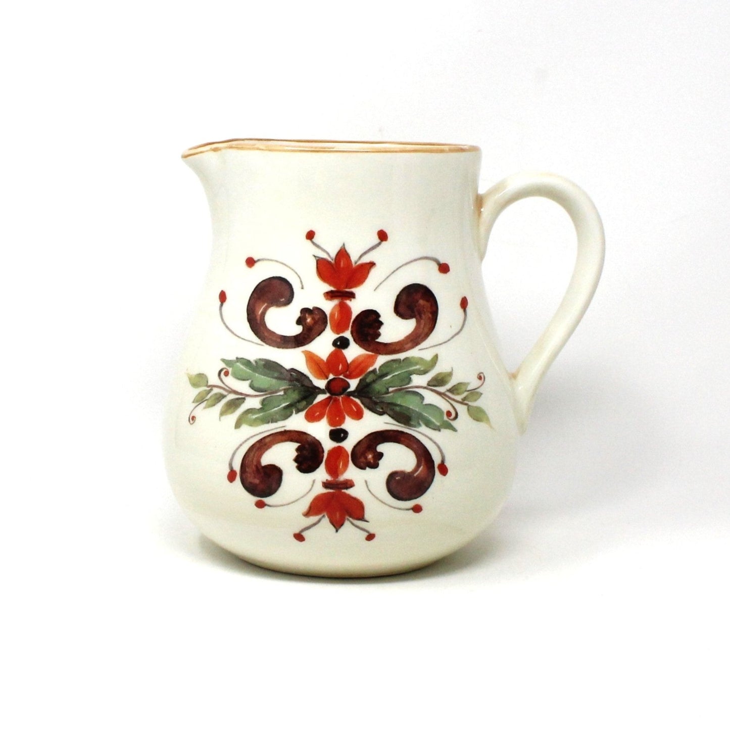 Pitcher, Ceramica Cuore, Ramage Scroll Pattern, Hand Made Italian Pottery