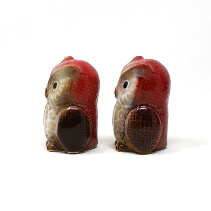 Salt and Pepper Shakers, Owl Shaped Ceramic, Vintage