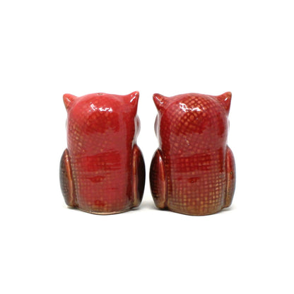 Salt and Pepper Shakers, Owl Shaped Ceramic, Vintage