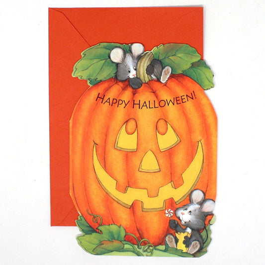 Greeting Card / Halloween Card, Jack O Lantern Pumpkin with Mice, Special Wish, Ambassador Cards