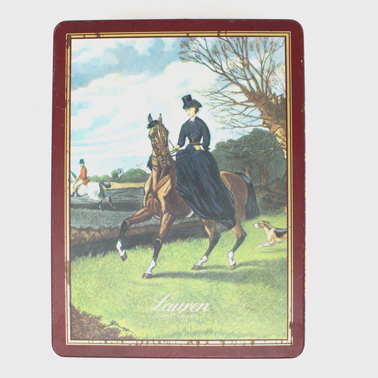 Gift Tin / Cookie Tin, Ralph Lauren, Equestrian Box, Victorian Woman Riding Horse, John Sturgess, Vintage