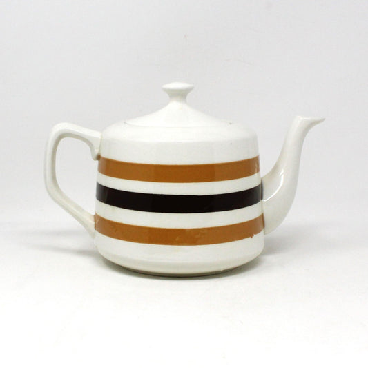 Teapot, Carrigaline, Colleen Striped Teapot, Mid Century Ireland Pottery, Vintage