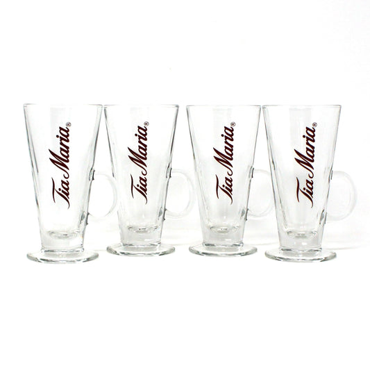 Glasses, Tia Maria Mugs, Tapered Glass Mugs, Set of 4, Vintage Barware