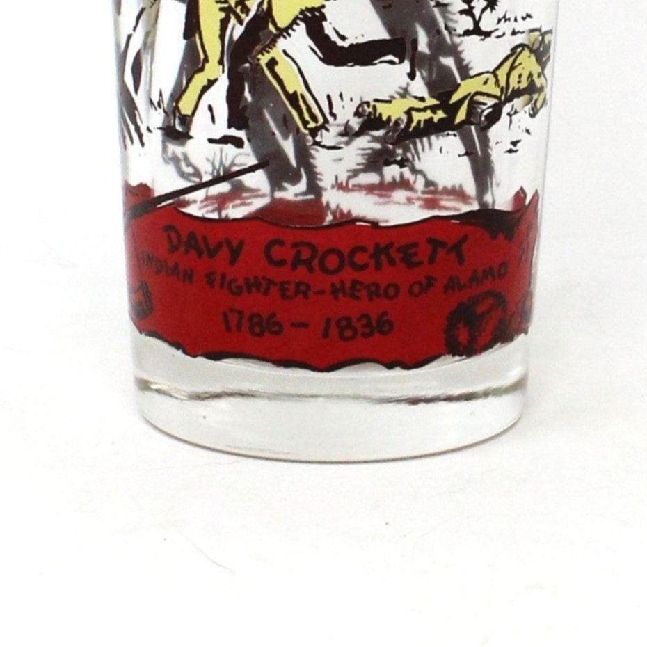 Glasses, Tumbler, Hazel Atlas, Davy Crockett, Indian Fighter 1786-1836, Alamo/Red, Mid Century / Vintage