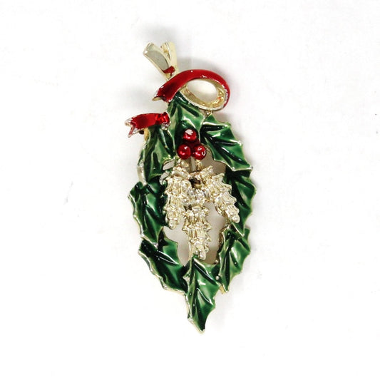 Brooch / Pin, Gerry, Christmas Holly & Pine Cones, Enamel & Gold Tone, Vintage