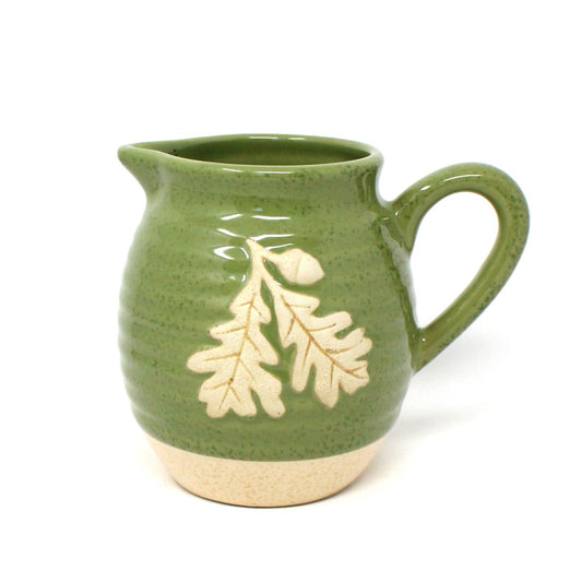 Pitcher, Teleflora, Acorn / Oak Leaf on Green Ceramic Pottery, Vintage