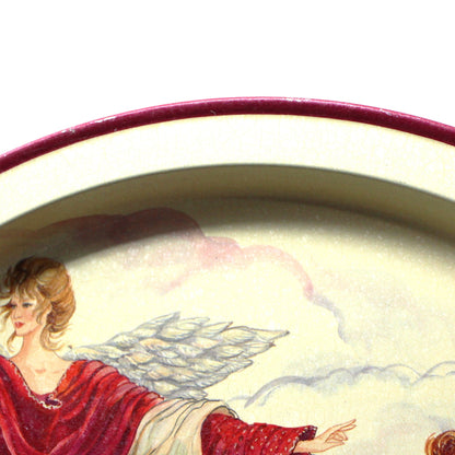 Tray, Potpourri Designs, Christmas Heavenly Angels Tray, Round, Vintage 1994