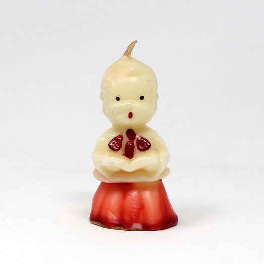 Candle, Gurley Novelty, Figural Christmas Choir Singer Caroler Boy, Vintage Collectibles