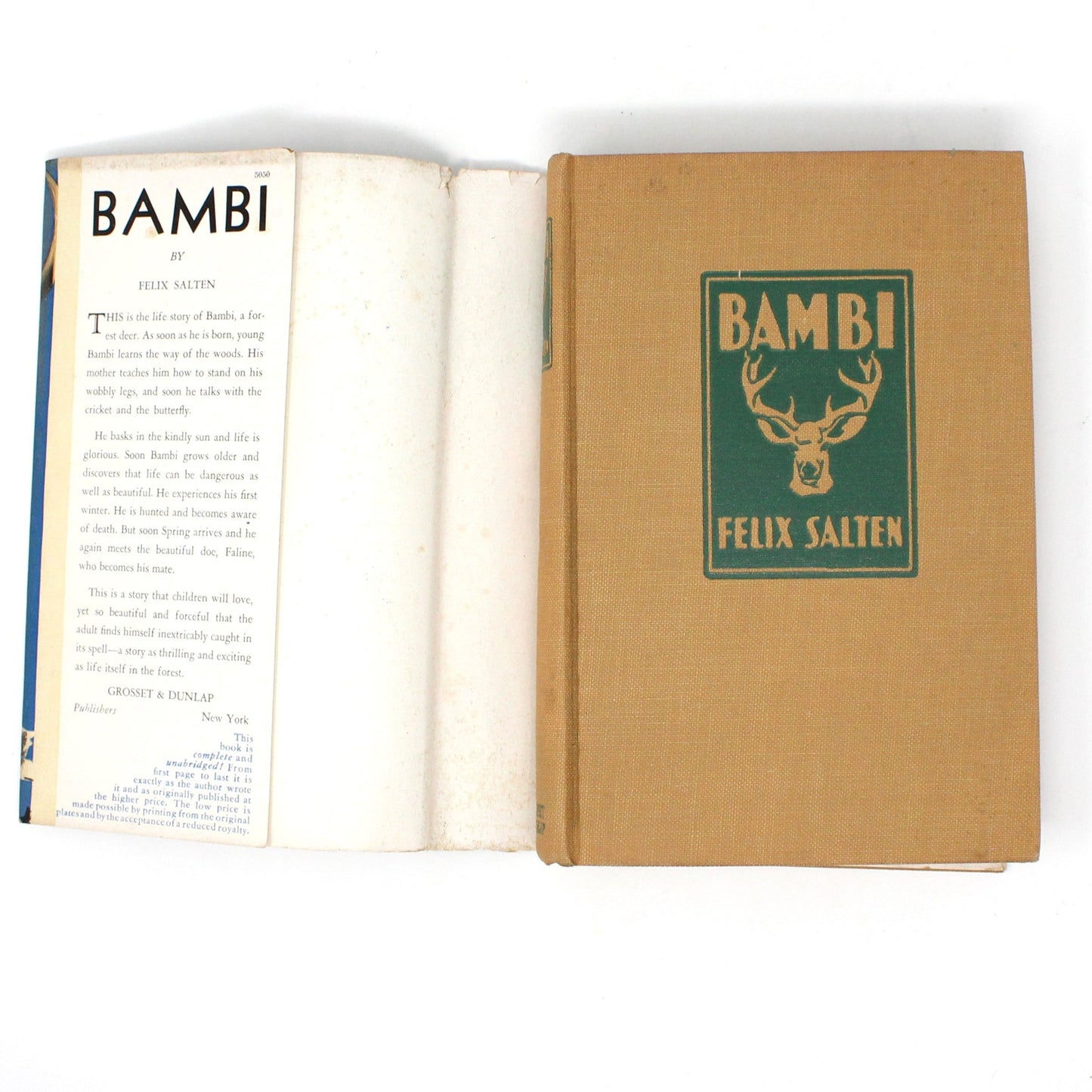 Book, Bambi, Felix Salten, Hardcover, Vintage 1929