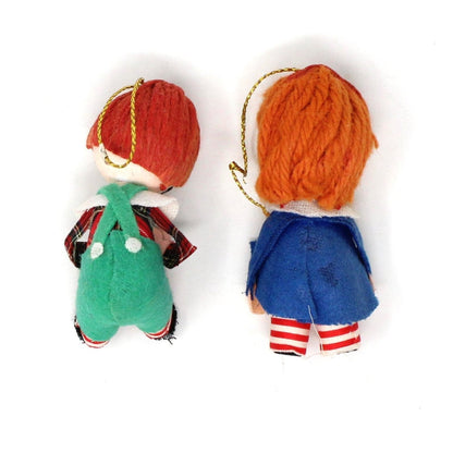 Ornaments, Raggedy Ann & Andy, Felt / Fabric Ornaments, Kitsch, Vintage