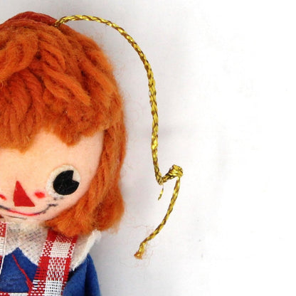 Ornaments, Raggedy Ann & Andy, Felt / Fabric Ornaments, Kitsch, Vintage