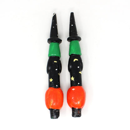 Candle, Figural Halloween Witch & Pumpkins, Vintage Taper Candles, Never Used, Set of 2