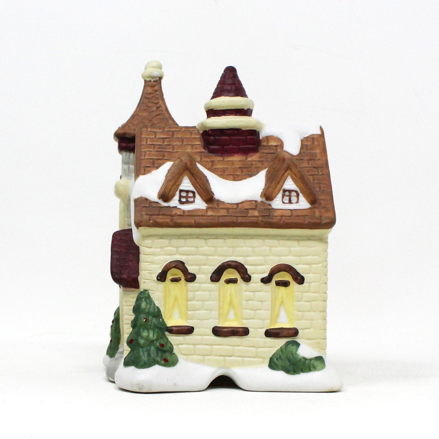 Christmas Village, Enesco, Lighted Church, Hand Painted Porcelain, Vintage