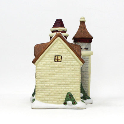 Christmas Village, Enesco, Lighted Church, Hand Painted Porcelain, Vintage