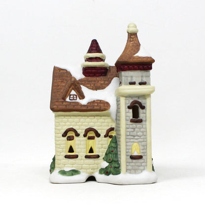 Christmas Village, Enesco, Lighted Church, Hand Painted Porcelain, Vintage