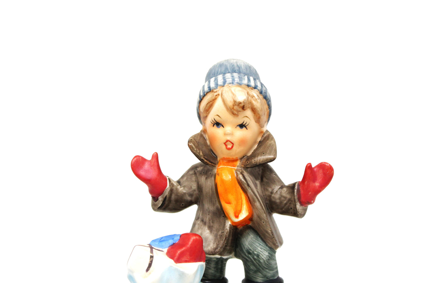 Figurine, Napco, Boy Figurine with Christmas Gift Sack #8367, Vintage