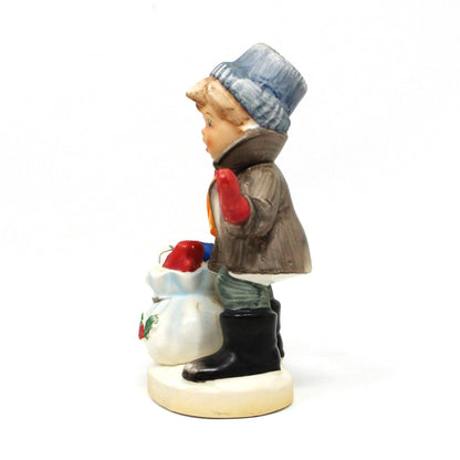 Figurine, Napco, Boy Figurine with Christmas Gift Sack #8367, Vintage