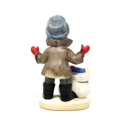 Figurine, Napco, Boy Figurine with Christmas Gift Sack #8367, Vintage