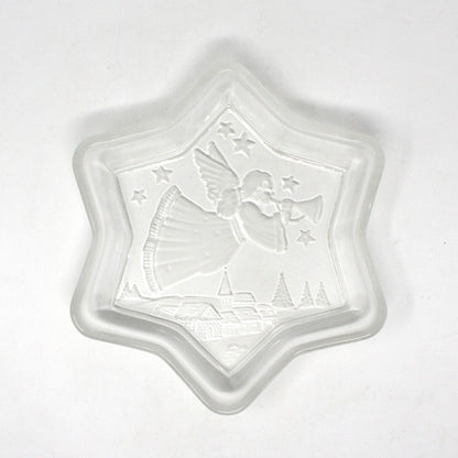 Bon Bon / Candy Dish, Mikasa, Christmas Star, Frosted Glass Angel, Germany, Vintage