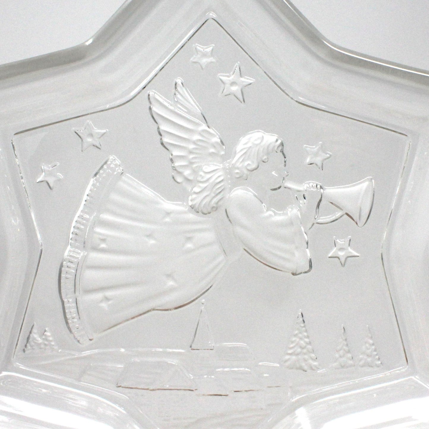 Bon Bon / Candy Dish, Mikasa, Christmas Star, Frosted Glass Angel, Germany, Vintage