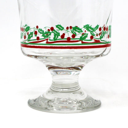 Champagne / Tall Sherbet, Arby's, Christmas Collection, Holly & Berries, Gold Rim, Set of 5, Vintage Stemware