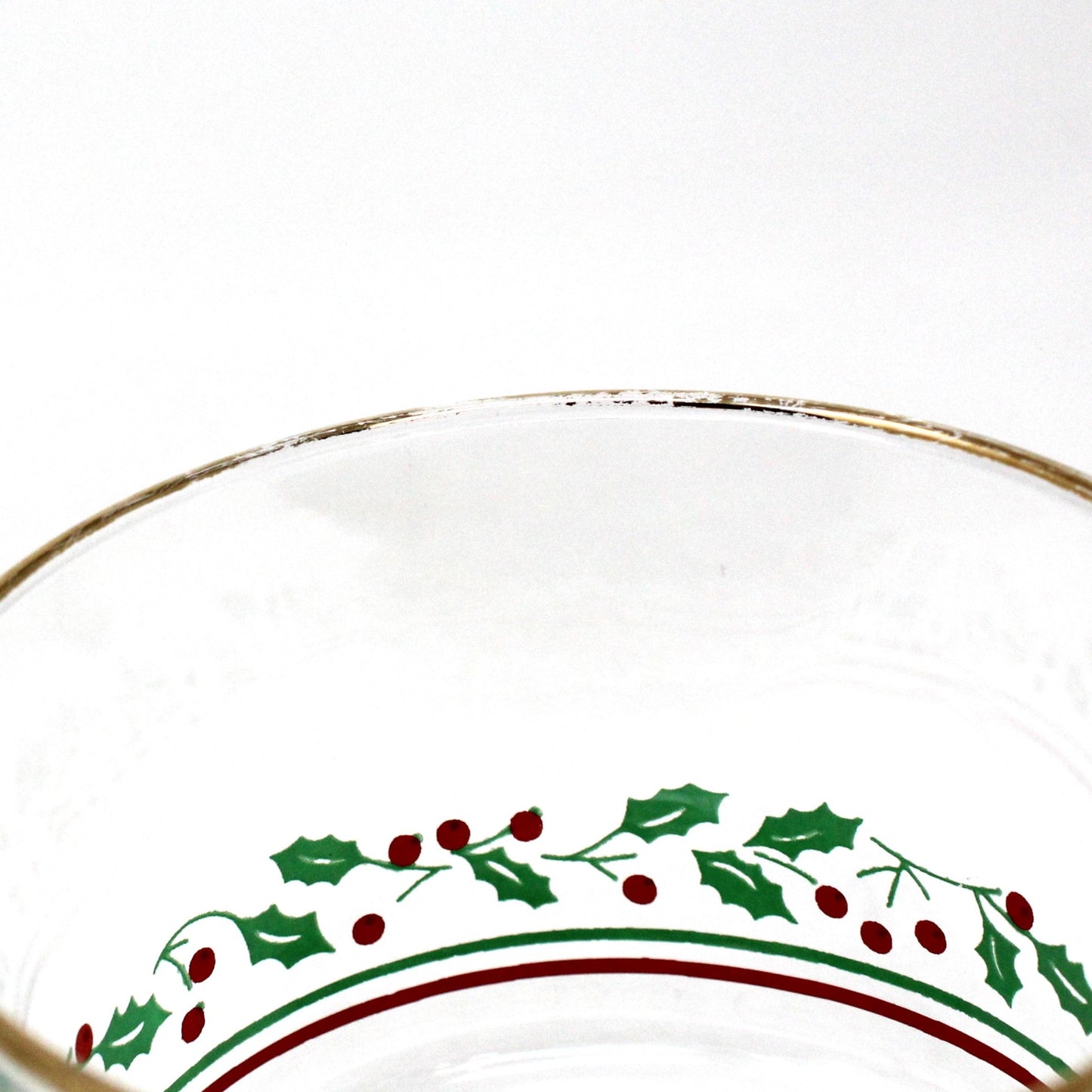 Champagne / Tall Sherbet, Arby's, Christmas Collection, Holly & Berries, Gold Rim, Set of 5, Vintage Stemware