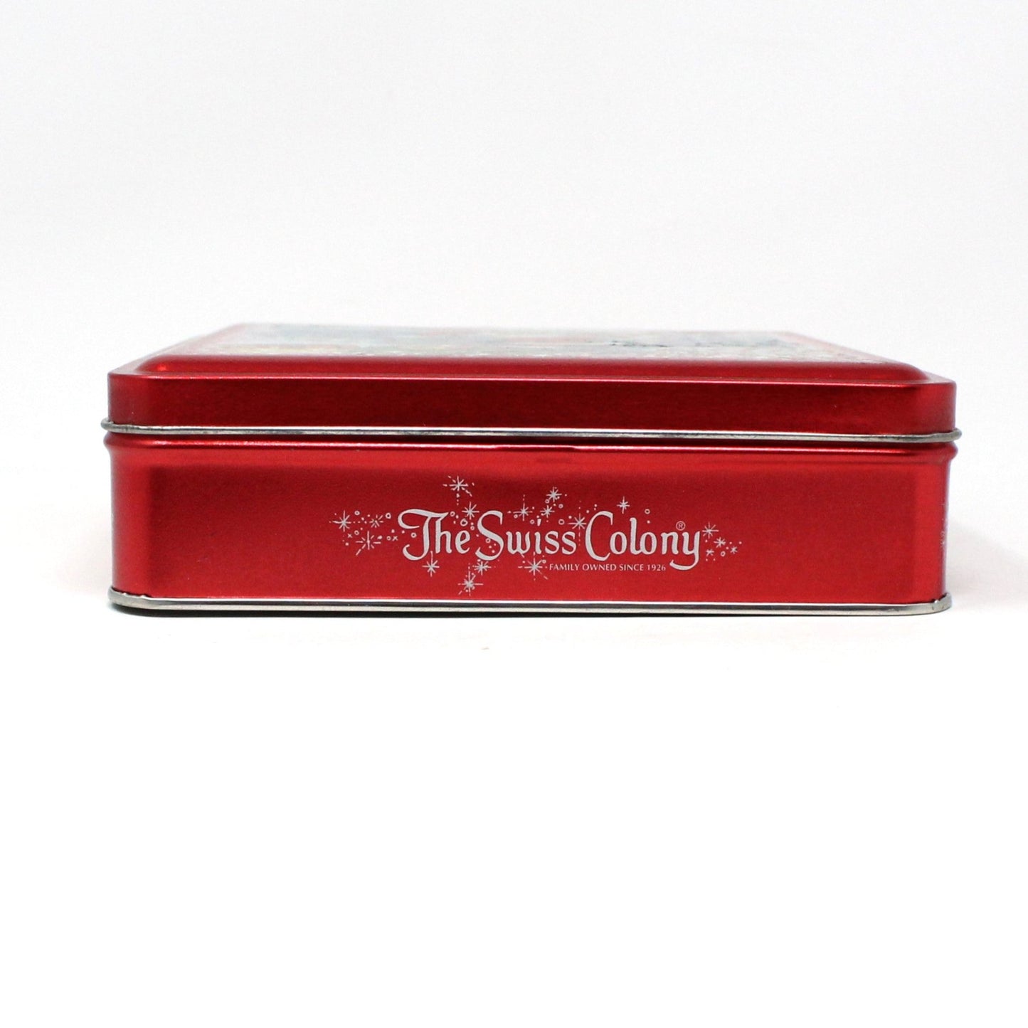 Gift Tin / Cookie Tin, Swiss Colony Christmas Chris Mouse Red Collectible Tin