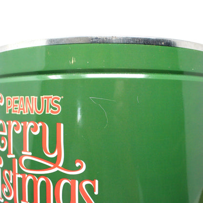 Gift Tin / Popcorn Tin, Caroling Peanuts Characters, Merry Christmas, Green & Red, Collectible