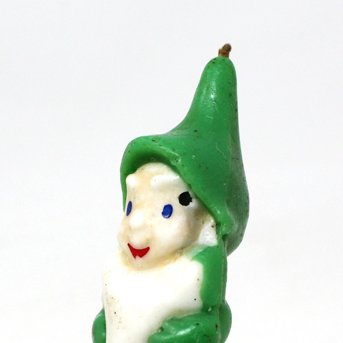 Candle, Gurley Novelty, Figural Green Elf / Gnome Christmas Candle Vintage