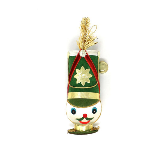 Ornaments, Toy Solider / Drum Major Head, Christmas Satin Ball Head, Kitsch, Vintage