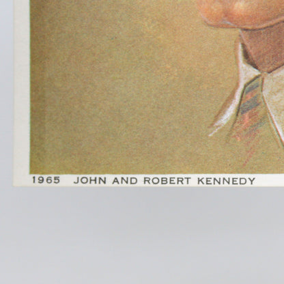 Print, John F. and Robert F Kennedy Lithograph Portraits, Artist Signed Sanger, NOS, Vintage, 1968