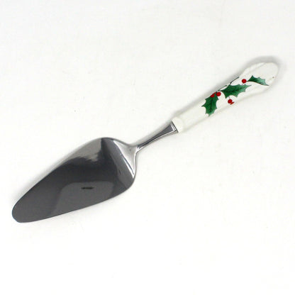 Cake Knife / Lifter, Mikasa, Ribbon Holly, Christmas Serveware, Bone China, Vintage