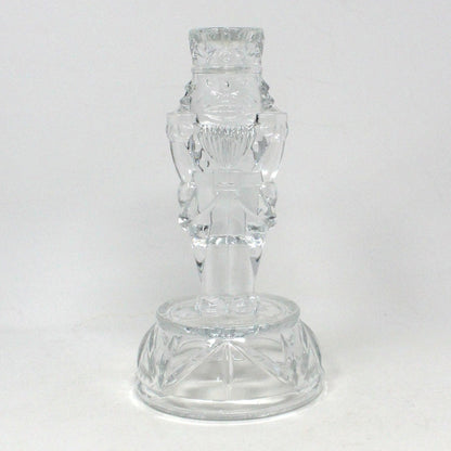 Candle Holder, Christmas Nutcracker, Crystal Clear Ind, 24% Lead Crystal, Vintage