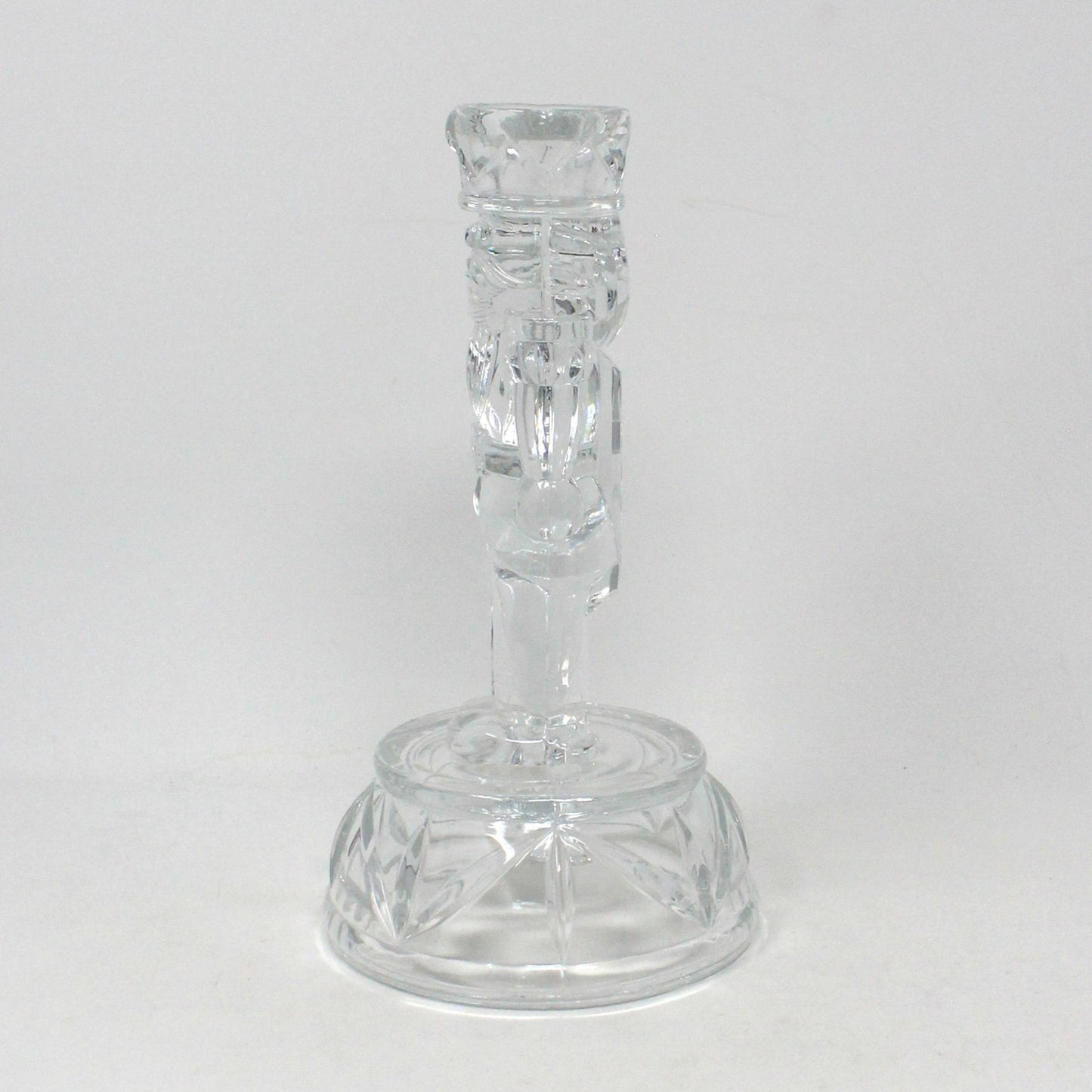 Candle Holder, Christmas Nutcracker, Crystal Clear Ind, 24% Lead Crystal, Vintage