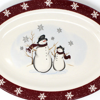 Platter, Royal Seasons, Holiday Snowmen, Stoneware 14", Vintage