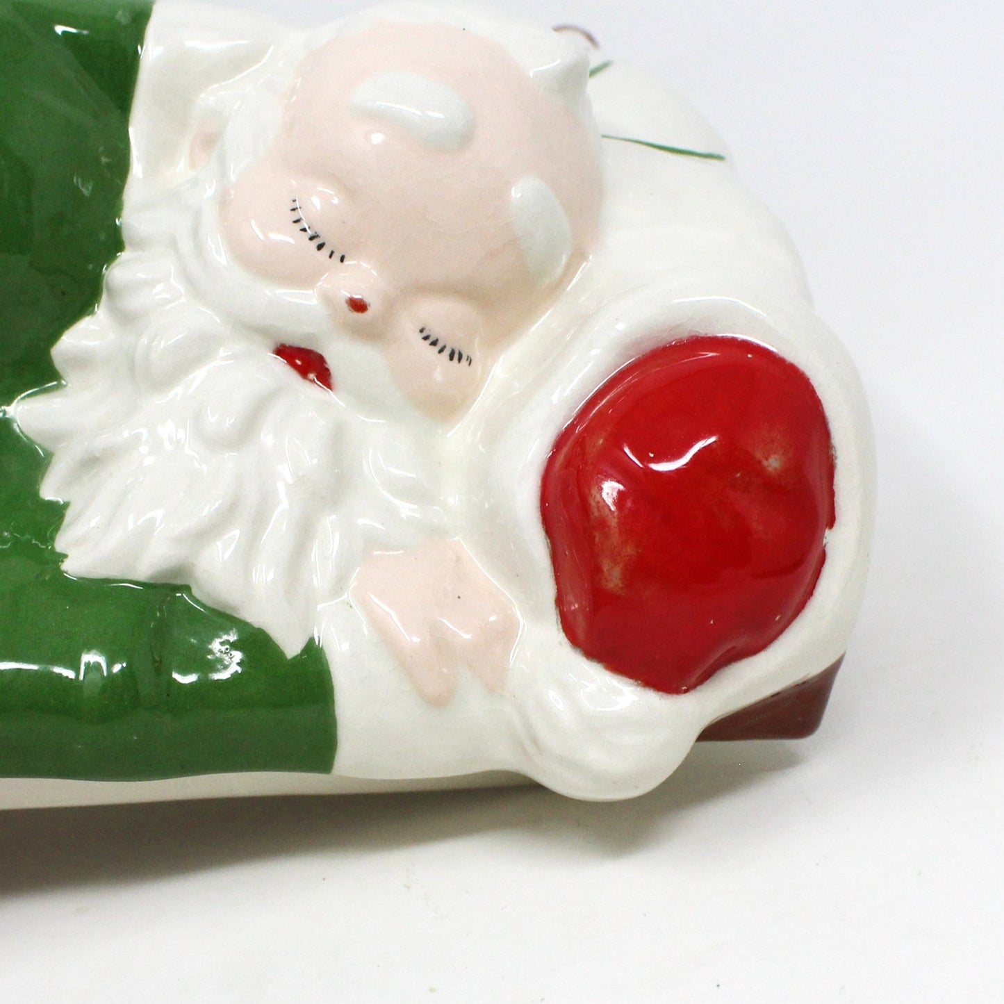 Cookie Jar, Storage Box, Santa in Bed Sleeping, Alberta Molds,  Night After XMas Box, Hand Painted Ceramic, Vintage