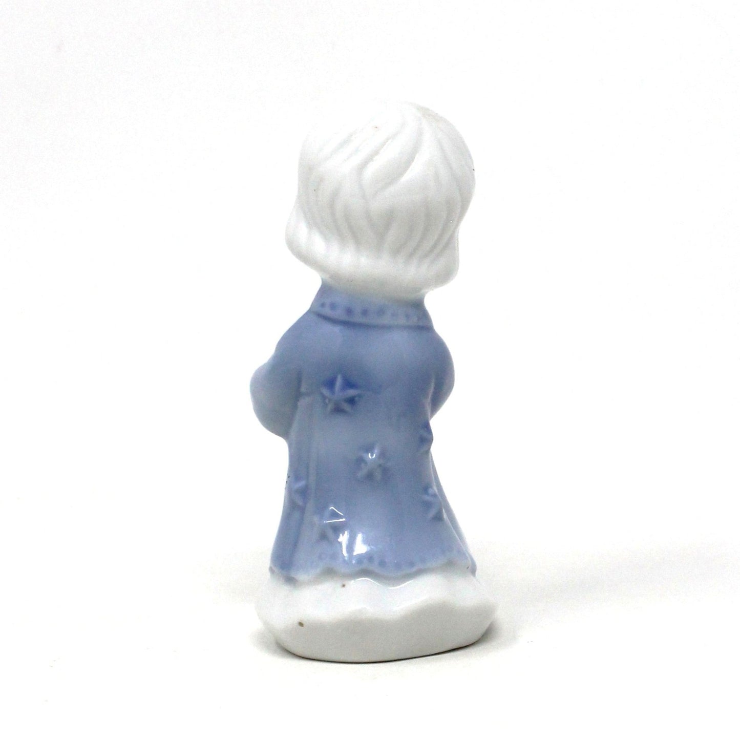 Candle Holders, Berman & Anderson Caroler Girl Figurine, Porcelain, Blue & White, Vintage